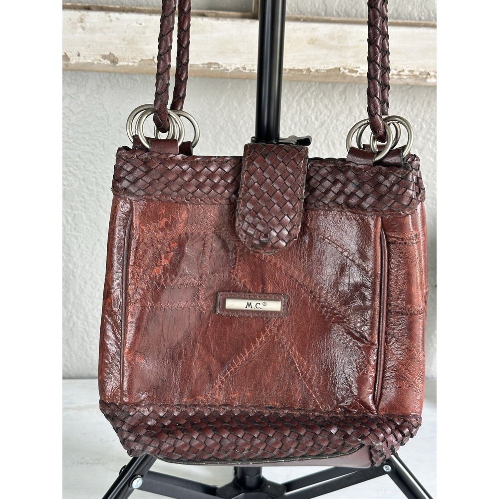 Vtg.‎ Leather Crossbody Purse M.C. Marc Chantal Brown Shoulder Handbag